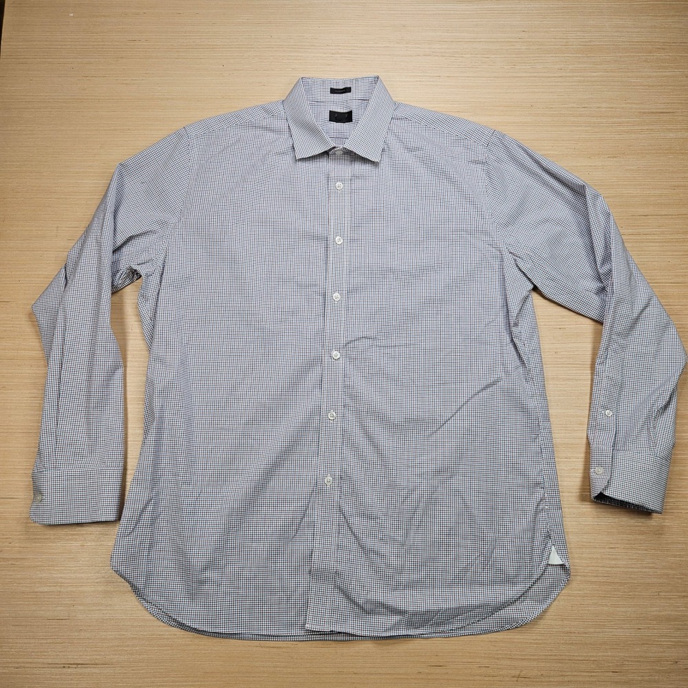 J Crew Ludlow Stretch Two Ply Button Down Shirt Mens 17 Check Classic Fit H4849